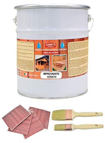 ZAMBOTTO VERNICI Wasserbasierte Imprägnierung für Holz im Innen- und Außenbereich (206 – dunkle Kirsche + Set, 10 l)
