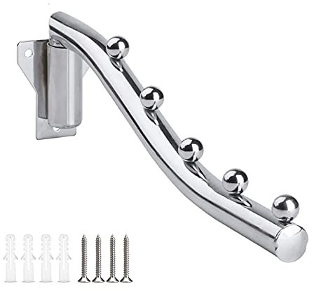 MILESTEM Kleiderbügel-Wandhalterung, zusammenklappbar, Stahl, Wandtrockner, Stahl, Wäscheständer, Wandaufhänger, Kleiderständer, faltbar, Haken für Badezimmer, Schlafzimmer, Wohnzimmer, Balkon