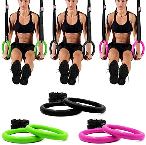 C.P.Sports Cross-Training Turnringe, Trainingsringe, bunt, Ringe Gymnastikringe, Gurtbänder 4m lang verstellbar - belastbar bis 200kg - grün