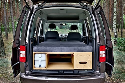 Moonbox Campingbox 111cm UV-Lack für Minivans | mit Campingküche & Bettfunktion/Schlafsystem | für Fahrzeuge mit Mind. 111cm Breite im Kofferraum