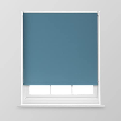 A.Unique Home Premium Trimmable Thermal Blackout Roller Window Blind in a Variety of Colours and Sizes Ideal for any Room - 5FT - Blue Stone - 150cm (W) x 170cm (L) | 59 (W) x 66.9 (L)