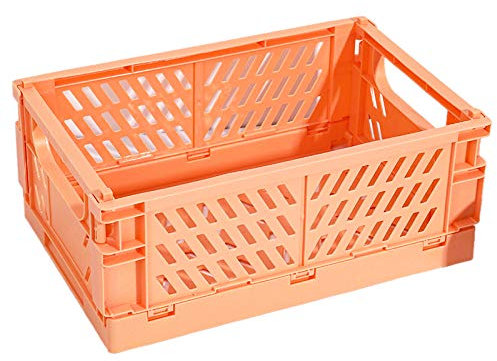 Tbkoly Faltbare Kiste Kunststoff Faltbare Aufbewahrungsbox Korb Utility KosmetikbehäLter Orange（24.8x16.5x9.7cm；9.4 * 6.4 * 3.8‘’）