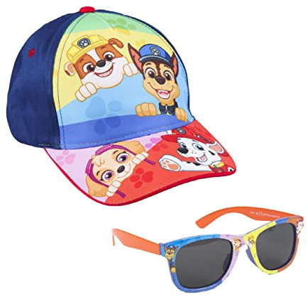 PAW PATROL Hut und Sonnenbrille für Jungen, Verstellbare Kappe, Sonnenbrille mit UV-Schutz, Klassisches Design, Sommerhut, Geschenk für Kinder
