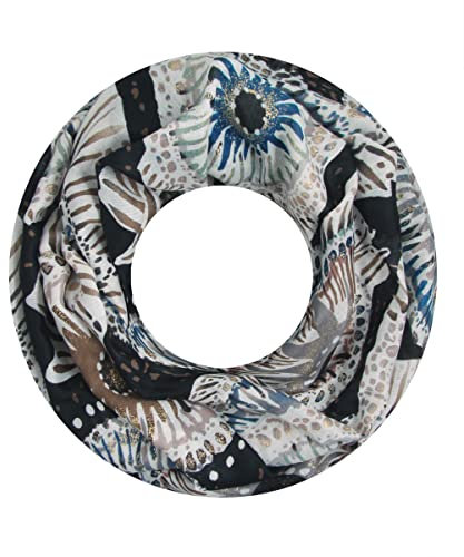 Majea Damen Loop Schal Schlauchschal Halstuch (880023) (schwarz 4), 180 x 90
