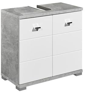 Wohnorama Waschbeckenunterschrank 2-TRG 60cm Pool Beton/Weiss