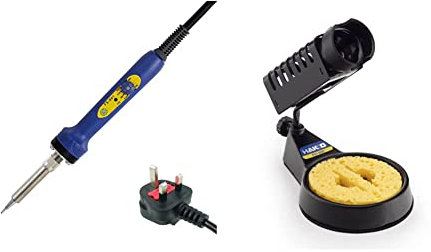 Hakko FX601-17 Soldering Iron Dial Temperature Control 230V UK & HAKKO Iron Base for Ceramic Heater Soldering Iron with Cleaning Sponge FH 300-81 (Japan Import)