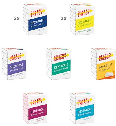 DEXTRO ENERGY WÜRFEL MIX PACK + ZUSÄTZEN VITAMIN C, MAGNESIUM ODER CALCIUM (9er Pack) - Traubenzucker Würfel zur Kohlenhydrat Versorgung, Energielieferant für Alltag und Beruf, Lieblinge in einer Box