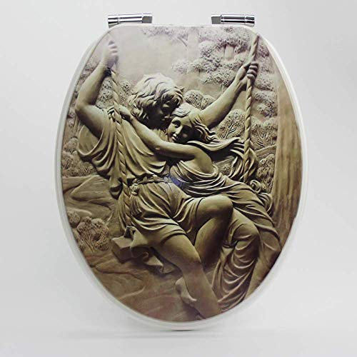 Samnuerly Toilettensitz-Kunst-Toilettendeckel mit extrem widerstandsfhiger Oberseite, fest, verdickt, O/V/U-Form, universeller Toilettensitzbezug aus massivem Holz, Badezimmerdeckel für den Familieng