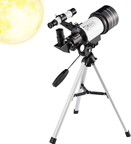 Pomurom Einsteiger-Teleskop | Outdoor-Astronomie-Geschenke für Kinder mit Zwei Okularen,70 mm Öffnung astronomisches Teleskop Objektivdeckel Teleskophalter Zenith Spiegel Mondlichtfilter