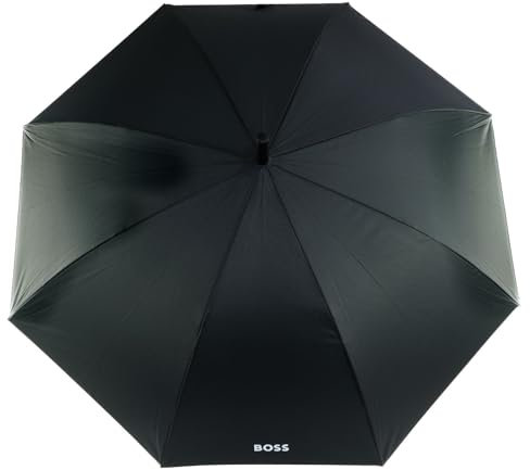 Hugo Boss Loop Black Regenschirm Stockschirm aus Polyester in der Farbe Schwarz, Maße offen: Länge ca. 80 cm, Durchmesser ca. 115 cm, HUN304A