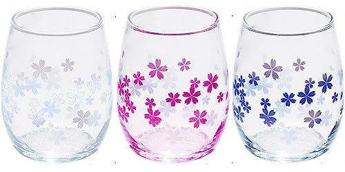 Dlmlemu 1 tasse en verre magique sensible à la chaleur, tasse en verre de fleur de cerisier Sakura japonaise, tasse à café, thé, tasse d'eau de 12 oz, transformation 3 couleurs de rose, bleu blanc