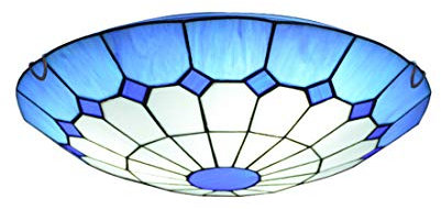 GZDD Plafonnier De Style Tiffany, Plafonnier Rond en Verre Dimmable, Ampoule E27, Suspension Décorative Bleue Méditerranéenne Vintage dans La Chambre À Coucher du Couloir