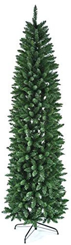 Redsun 7,5 Fuß künstlicher Bleistift-Weihnachtsbaum, hochwertiger aufklappbarer Tannenbaum mit massivem Metallständer, einfach zu montierender Weihnachtsbaum für Innen- und Außendekoration The New