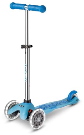 MICRO Mini Deluxe Glow LED-Scooter mit 3 Rädern für Kinder, leuchtet im Dunkeln, Räder mit LED-Beleuchtung, Spaß und Sicherheit, 2-5 Jahre (Artic Blue, Einheitsgröße)