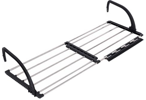 ONEBO 1 Pcs Black Radiator airer,Expandable left and right Clothes Dryer Rack Rail,Over Door Hanging Rail,for Hanging Clothes Towel Underwear Shoes Socks(45x38cm)