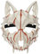 keland Masque Squelette Loup Masque Animal Masque Japonais Masque Loup garou Masque Deguisement (A-Blanc)