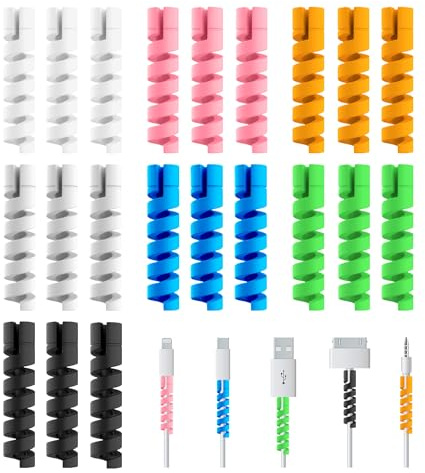 21 Protezioni per Cavi di Ricarica a Forma di U, Riutilizzabili per Cavi Dati (Multicolore)