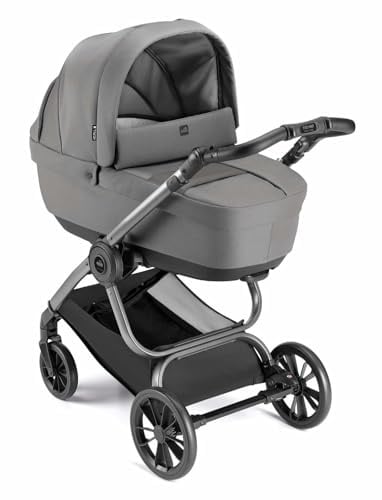 Kombi-Kinderwagen Techno Babila 2in1 Anthrazit | Geländegängiger Sport-Kinderwagen ab Geburt mit PU-Rädern, 3D-Polsterung, Einhand-Faltmechanismus & Zubehör.