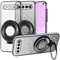 Kainevy Phone Case for Samsung Galaxy S10 Clear Glitter Magnetic Slim Silicone Shockproof Cover with Ring Stand, Cute for Samsung S10 Case Compatible with MagSafe Fits Wireless Charger (Black)