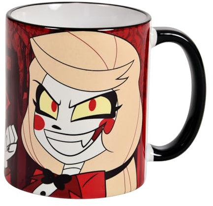 Elbenwald Tasse Charlie Morningstar Avec Impression Totale Pour Les Fans De Hazbin Hotel - Capacité 320 Ml, Hauteur 10 Cm - Céramique Rouge