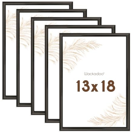 Wackadoo Bilderrahmen 13x18 Schwarz 5er Set Fotowand Fotorahmen mit Glasscheibe Kunststoff Picture frame