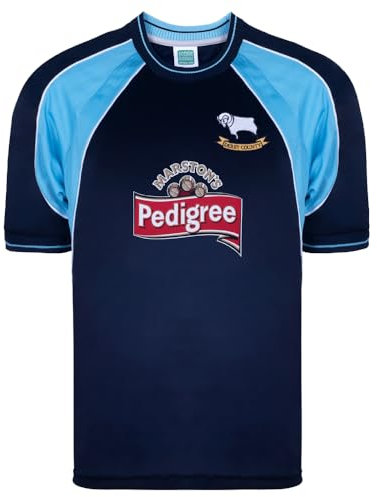 Score Draw Derby County 2002 Away Retro Football Shirt Blue Medium Polyester