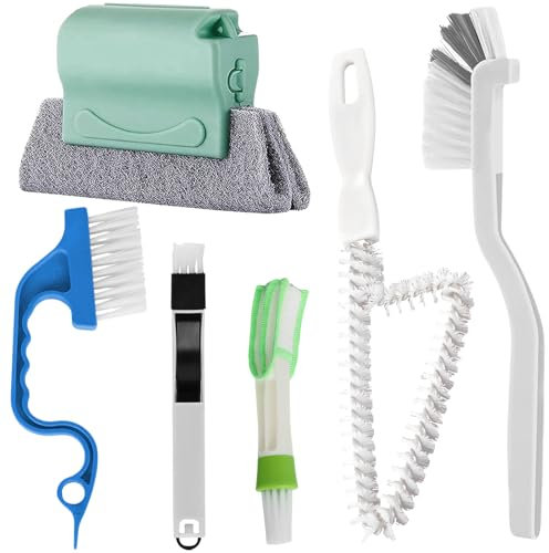 6 Pcs Window Groove Cleaning Brush, Venetian Blind Cleaner Tool, Window Cleaner Tool, Crevice Gap Cleaning Brush, 2 in 1 Dustpan Cleaning Brushes