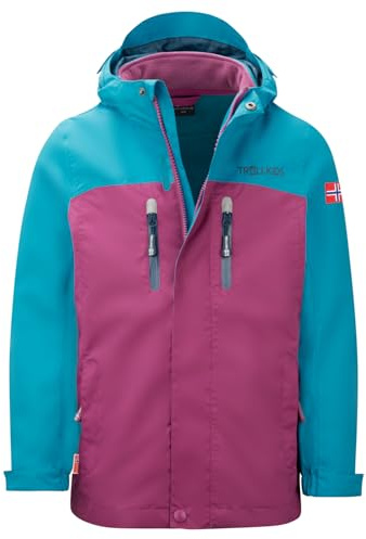 Trollkids Girls Bryggen 3in1 Jacket 128, Bright Berry