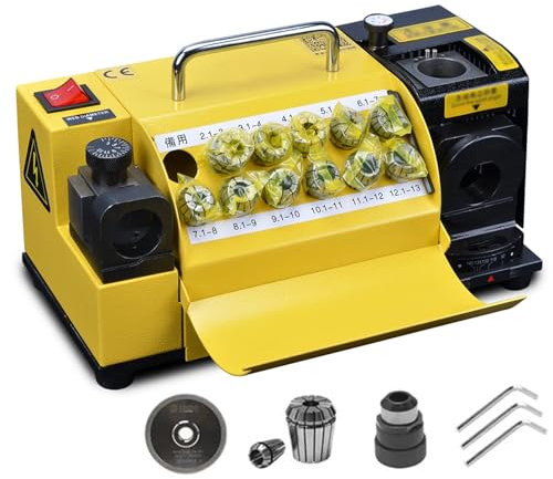 HNBYLMM Bohrerschärfer, 3-13mm Tragbarer Bohrerschleifer Schärfmaschine, 95° bis 135° Spitzenwinkel Einstellbar Professionelles Bohrerschärfwerkzeug, Bohrerschleifmaschine mit 11 Auffangvorrichtungen