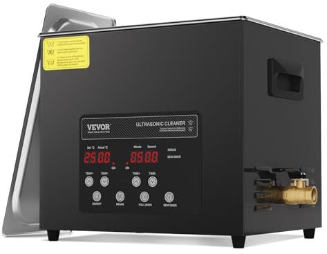 VEVOR Limpiador Ultrasónico 10 L Limpiador Ultrasónico Digital 240 W con Desgasificación Mejorada y Modo Suave Limpiador Ultrasónico Industrial 40 kHz con Temporizador y Calentador para Joyería