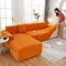Samt-Sofabezug-Set, L-förmig, Jacquard-Stretch, All-Inclusive-Schonbezüge für Wohnzimmer, Eckcouch, universeller Chaiselongue-Schutz (Orange, 5-Sitzer)