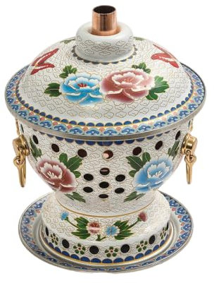 NIBHZ Shabu-shabu Shabu Hot Pot Hot Pot Hot Pot One person's copper pot hot pot Chinese traditional Shippo hot pot for business alcohol Tabletop hot pot Hot pot dishes,White,20.5x23.5cm