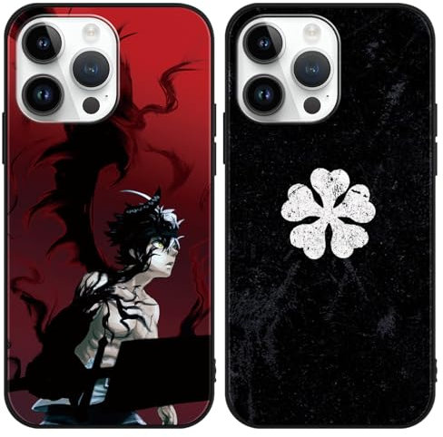 Yomyejisoo 2 Stück Handyhülle für Apple iPhone 12/iPhone 12 pro Hülle 6.1'', Anime Black Rover Asta Manga Anime künstlerische Ästhetik mit Motiv Designs Case Schutzhülle TPU Weich Ultra Dünn Cover