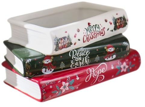 Alipis Keramischer Buchvase Mit Sukkulenten-Design Niedliche Dekoration Für Weihnachten Vielseitig Einsetzbar Als Pflanzenübertopf Oder Blumenvase Für Zuhause Und Büro