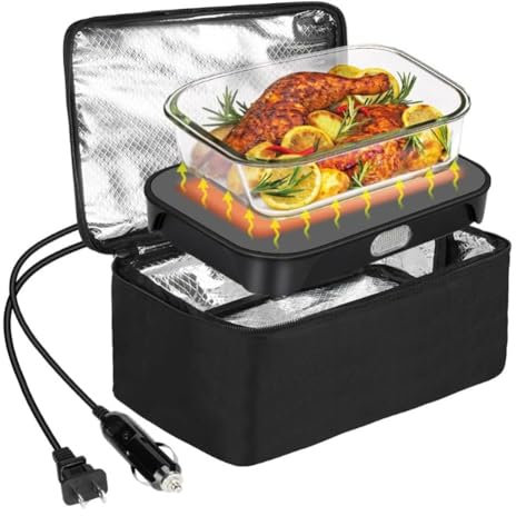MZBDYYF Car Microwave Food Warmer, 80W Fast Portable Mini Oven for Travel Lunch Container - Electric Heating with Indicator Light for Truck, Office, Home Use