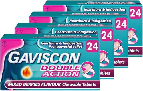 MM Double Action Mixed Berries Flavour Tablets - 96 Tablets (4 x 24) | Fast Heartburn & Indigestion Relief | Dual Action Formula for Acid Reflux | Long-Lasting Stomach Protection | Chewable Antacid