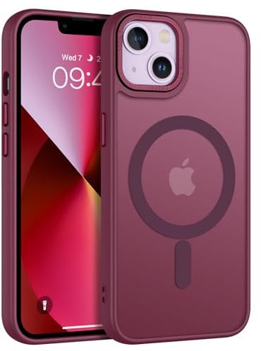 GaoBao Magnetic iPhone 14/13 Slim Fit Case [Compatible with MagSafe] Classic Shockproof Translucent Matte Protective Cover for Men Women, Plum