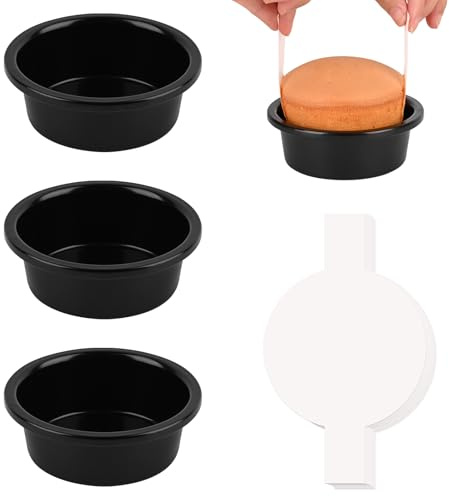 HUAKENER 4 Inch Cake Pan, 3 PCS Carbon Steel Round Cake Pans