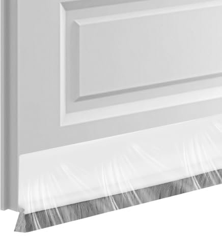 VEGCOO 100cm Isolation Phonique Porte, Joint Brosse Autocollant Découpé avec 1 Chiffon de Couleur Aléatoire pour Fenêtres Portes (Blanc)