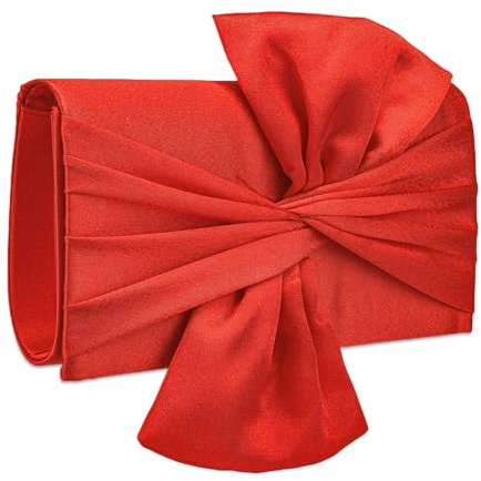 OUAYEMEL Bow Evening Clutch Bag for Women Envelope Wedding Purse with Detachable Chain Elegant Ladies Party handbag for Cocktail Party Bridal