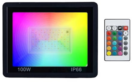 Projecteur LED Extérieur RGB 50W/100W - Télécommande, Étanche IP65, Alliage Aluminium - Éclairage Jardin, Cour, Allée, Porche (220V)