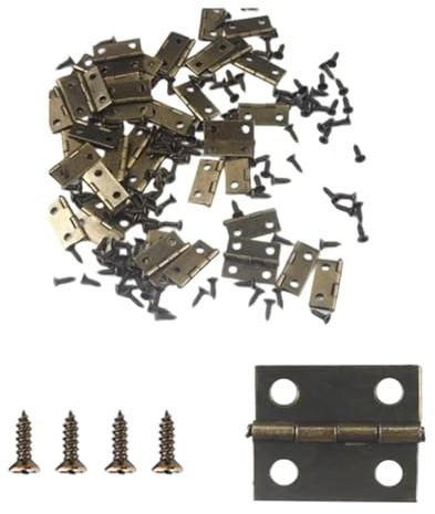 100 Stück Legierungsscharniere, Mini-Scharniere, kleine Metallscharniere mit 400 Schrauben, Scharniere für Schmuckkästchen, Schränke und Holzkisten (Bronze)