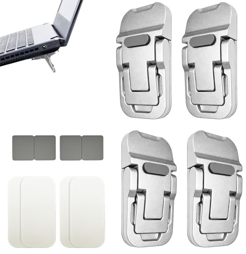 Modixun Lot de 4 Mini Supports de Clavier Pliables pour Bureau, rehausseurs de Clavier d'ordinateur Portable avec 3 Angles réglables (Argenté)