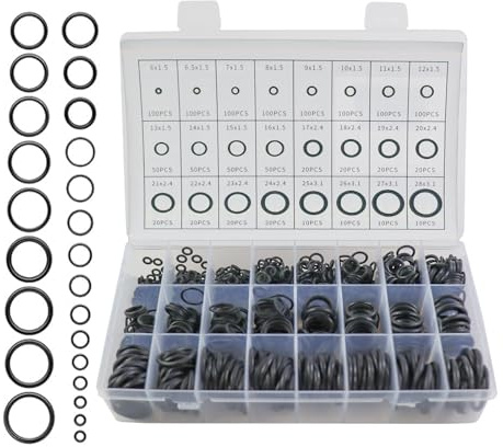 FuncHardwa 1200 Stück O Ring Sortiment Set, Nitrilkautschuk Dichtungsringe Set mit 24 Gängige Größen, O-Ring für Wasserhähne, Fahrzeuge und Rohrleitungen