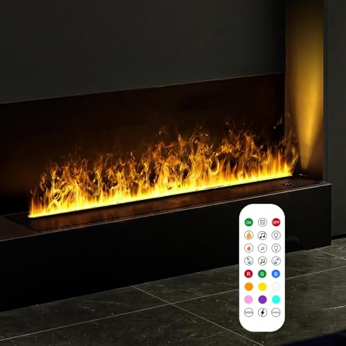 vanenferse Camino a Vapore Acqueo Elettrico 3D con Atomizzazione, Camino Elettrico Ad Acqua, Simulazione Fiamma Camino Decorativo per Soggiorno, Embedded Armadio da Termocamino