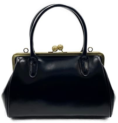 Taschenkinder Damen Leder Handtasche & Schultertasche – Vintage Bügeltasche im Retro-Stil, Henkeltasche mit Bügelverschluss – Modell Große Sophie