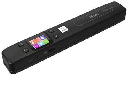 Scanner Portable iScan WiFi sans Marge, Scanner HD 1050 DPI, Format JPG/PDF, idéal for la numérisation de reçus et Documents Professionnels(Black 32G)