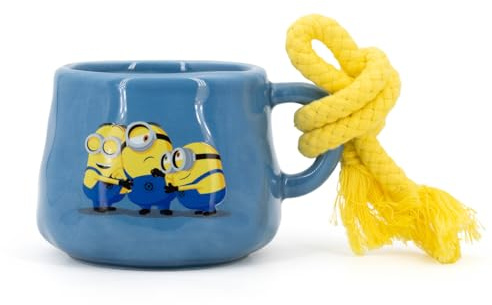 Minions Duftkerze in Tasse mit Kordel (200g) | Dave, Stuart & Bob | Wiederverwendbarer Keramikbecher | 40h Brenndauer | Deko & Geschenkidee