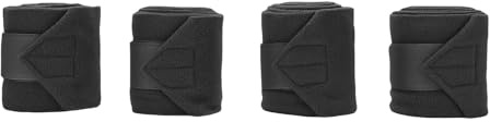OVAQUIXI Enveloppements de Jambes de pour Cheval, Bandages de Protection en Polaire Douce pour Les Jambes équestres, pour L'entraînement et la Compétition de Chevaux, 4 Pièces (Black)