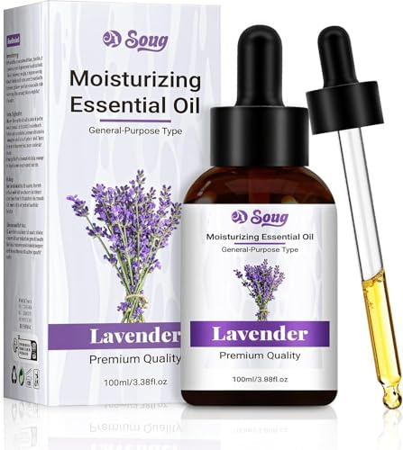 100ml Bio Lavendelöl,Ätherisches Öl für massage,Reines Duftöl Für Aromatherapie Hautpflege Entspannend Fördert Schlaf Bäder und Kerzen DIY, Mit Messpipette